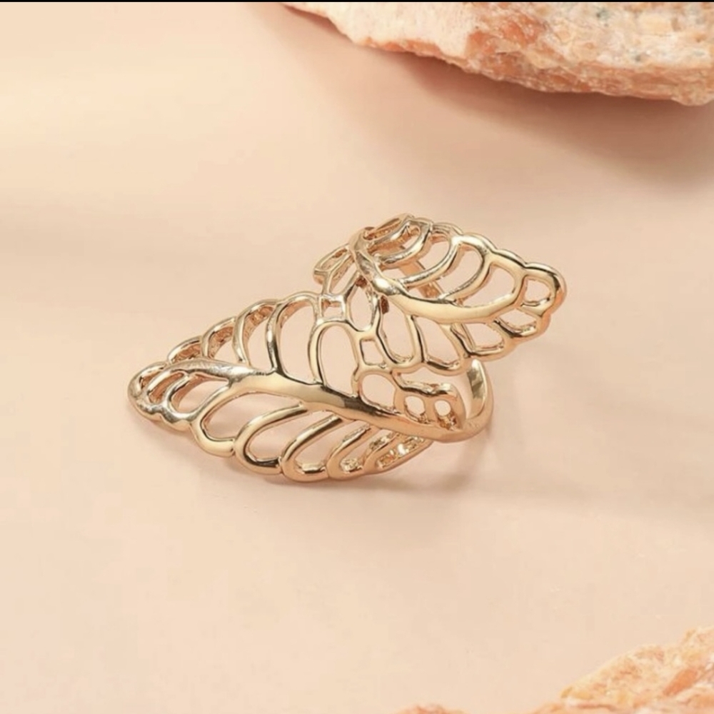 Gold Leaf Cutout Wrap Ring
